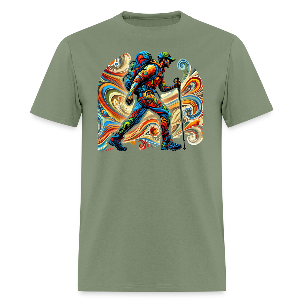 Psychedelic Male Hiker - Unisex T-Shirt - military green