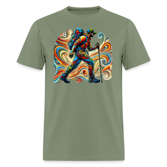 Psychedelic Male Hiker - Unisex T-Shirt - military green
