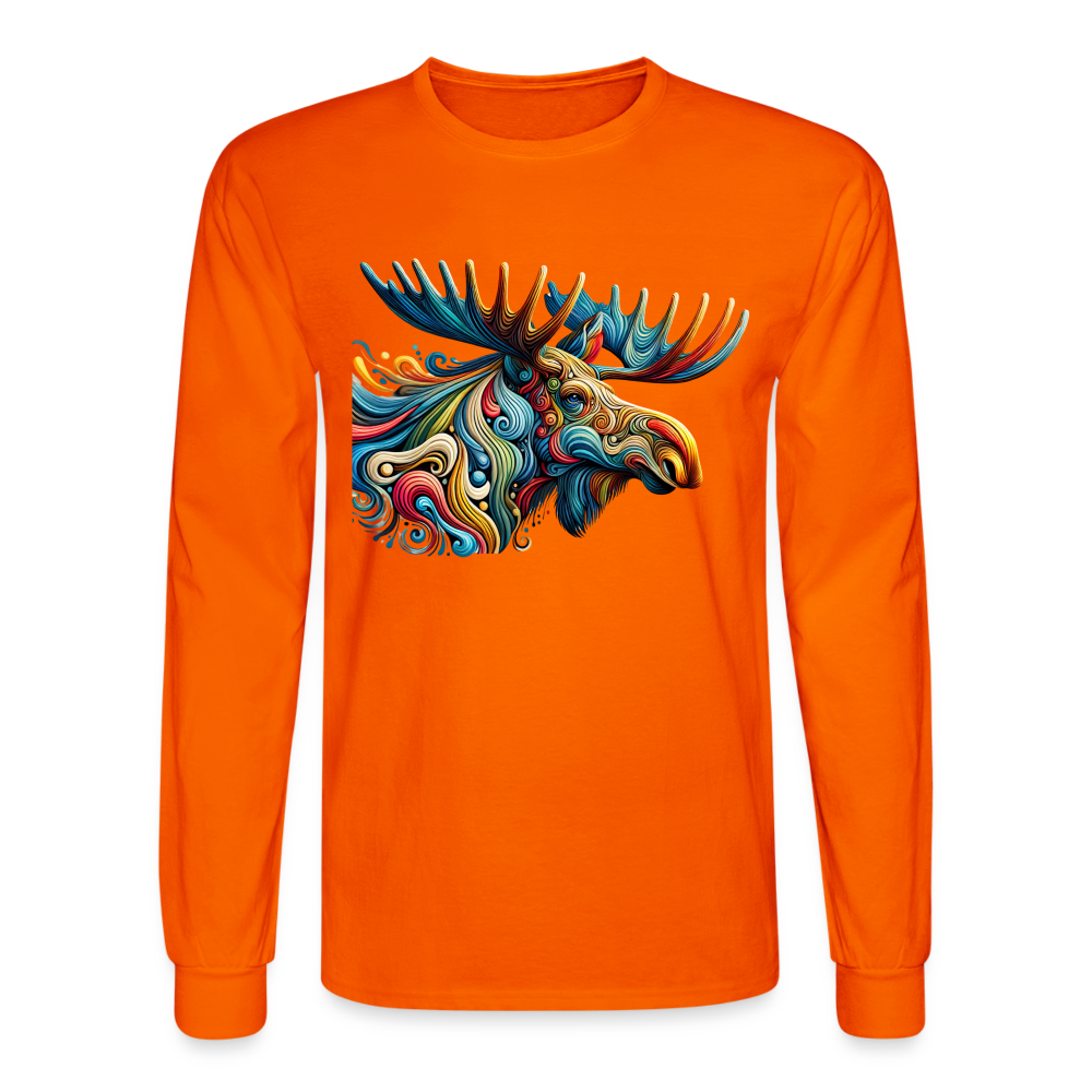 Psychedelic Moose - Unisex Long Sleeve T-Shirt - orange