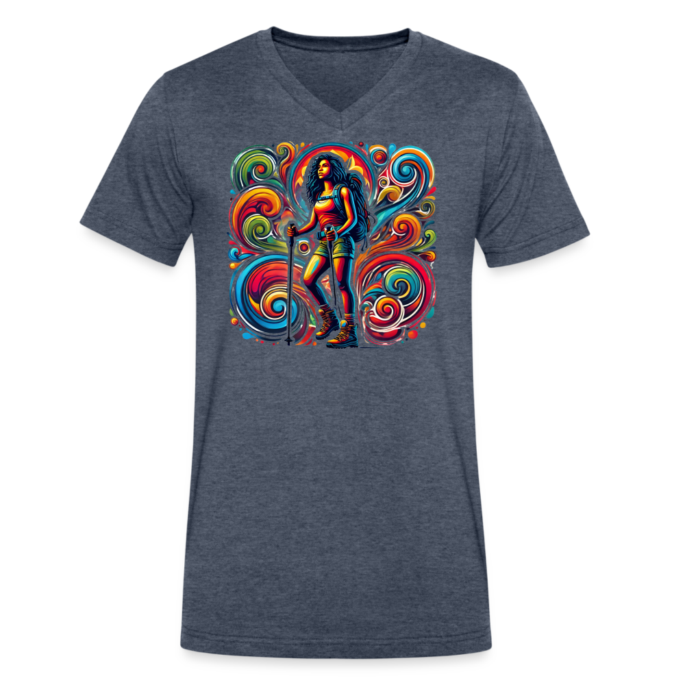 Psychedelic Female 2 Hiker - Unisex V-Neck T-shirt - heather navy