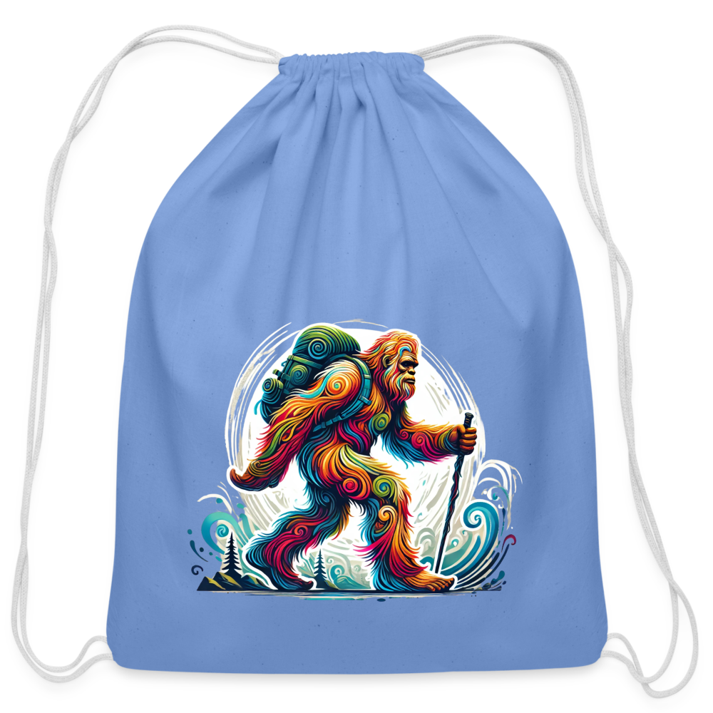 Psychedelic Bigfoot - Cotton Drawstring Bag - carolina blue