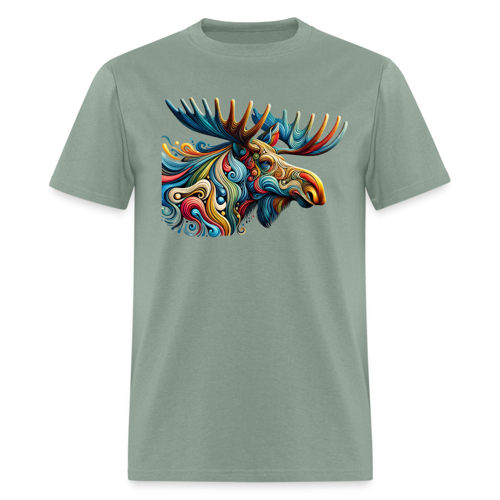 Psychedelic Moose - Unisex T-Shirt - sage