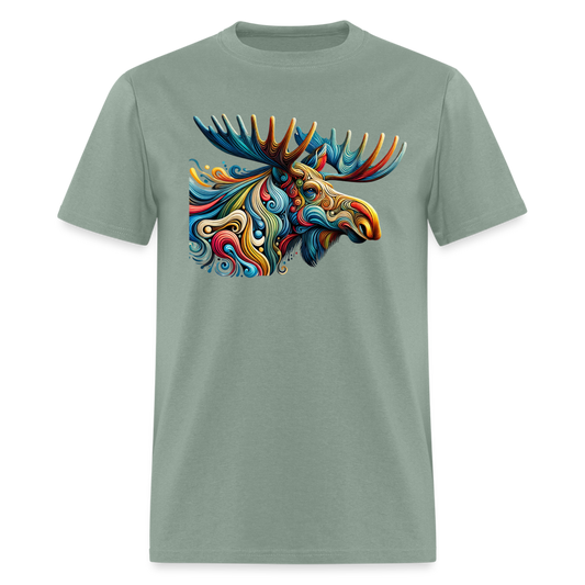 Psychedelic Moose - Unisex T-Shirt - sage