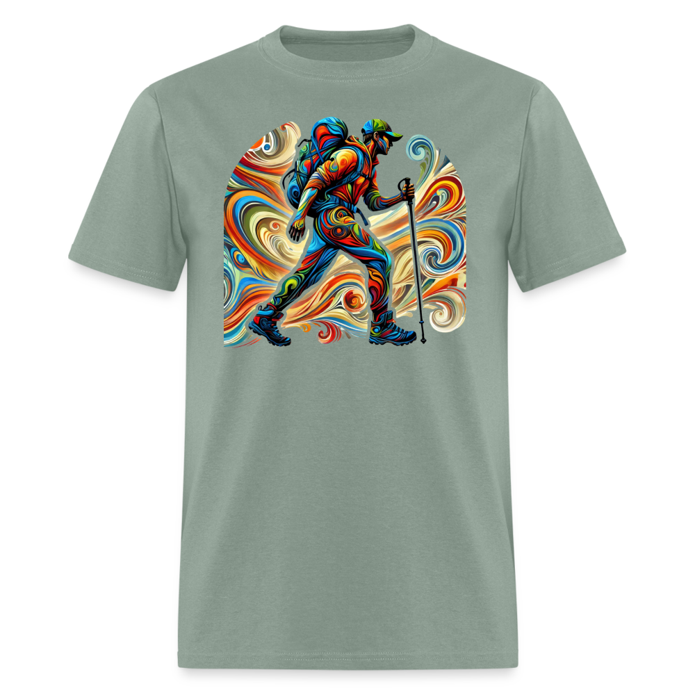 Psychedelic Male Hiker - Unisex T-Shirt - sage