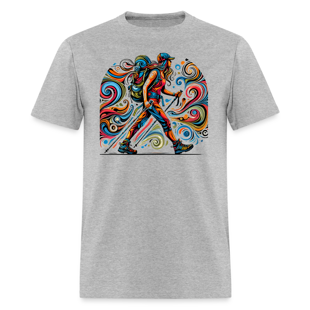 Psychedelic Female Hiker - Unisex T-shirt - heather gray