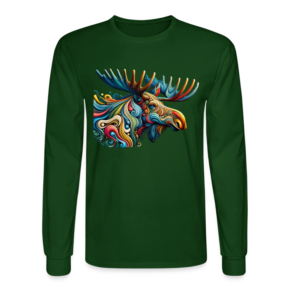 Psychedelic Moose - Unisex Long Sleeve T-Shirt - forest green