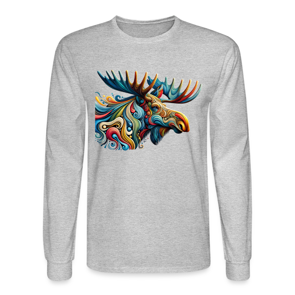 Psychedelic Moose - Unisex Long Sleeve T-Shirt - heather gray