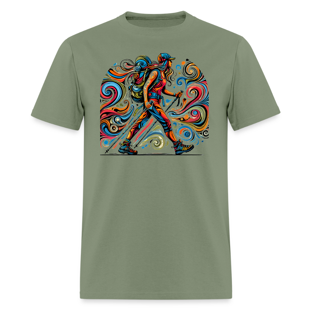 Psychedelic Female Hiker - Unisex T-shirt - military green