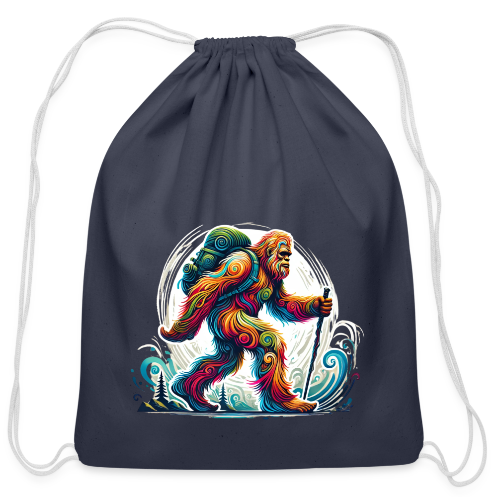 Psychedelic Bigfoot - Cotton Drawstring Bag - navy