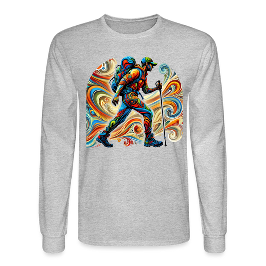 Psychedelic Male Hiker - Unisex Long Sleeve T-Shirt - heather gray