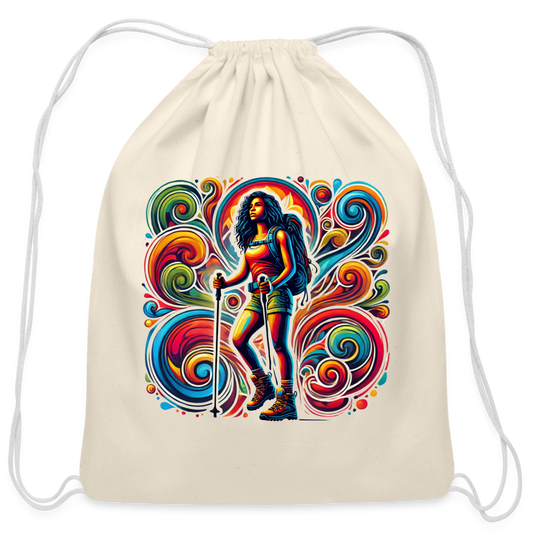 Psychedelic Female 2 Hiker - Cotton Drawstring Bag - natural