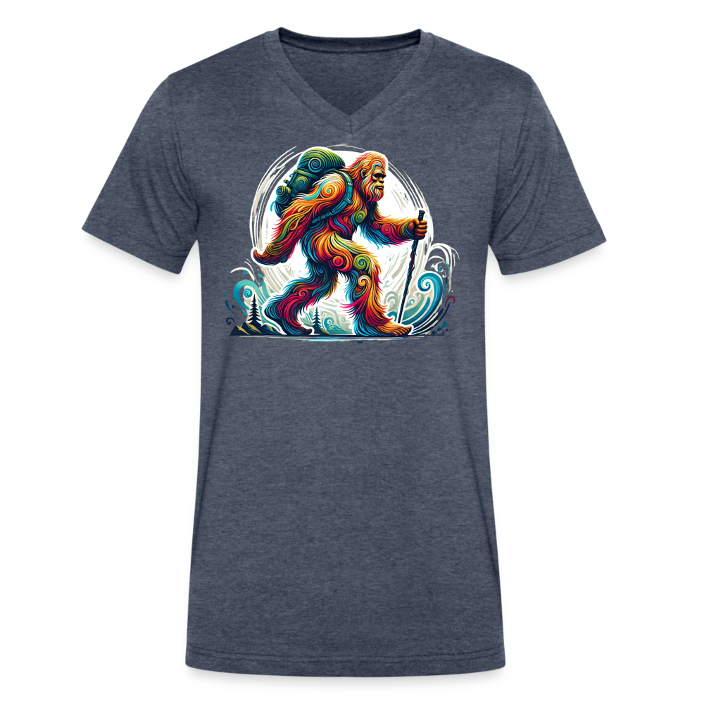 Psychedelic Bigfoot - Unisex V-Neck T-shirt - heather navy