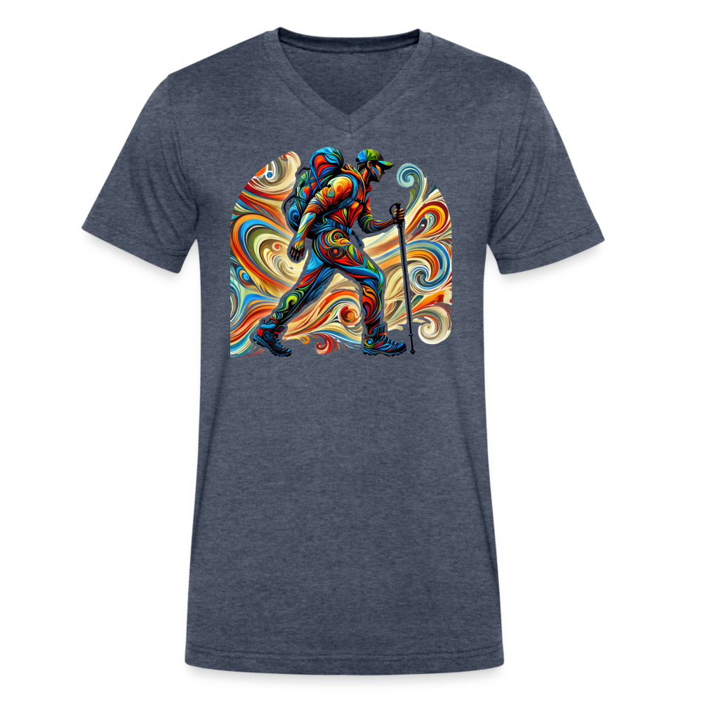 Psychedelic Male Hiker - Unisex V-Neck T-shirt - heather navy