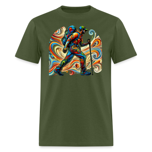 Psychedelic Male Hiker - Unisex T-Shirt - military green