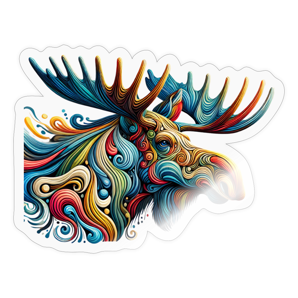 Psychedelic Moose - 4" Decal (FREE SHIPPING) - transparent glossy