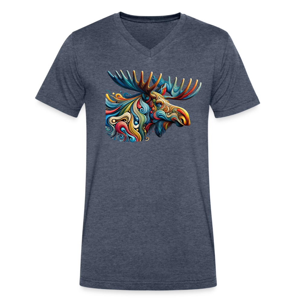 Psychedelic Moose - Unisex V-Neck T-shirt - heather navy