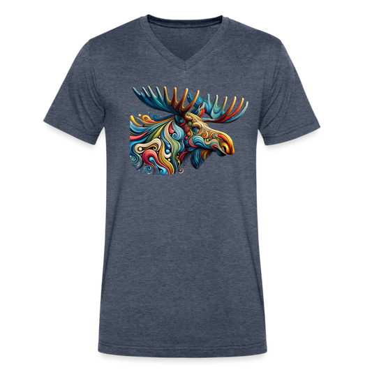 Psychedelic Moose - Unisex V-Neck T-shirt - heather navy