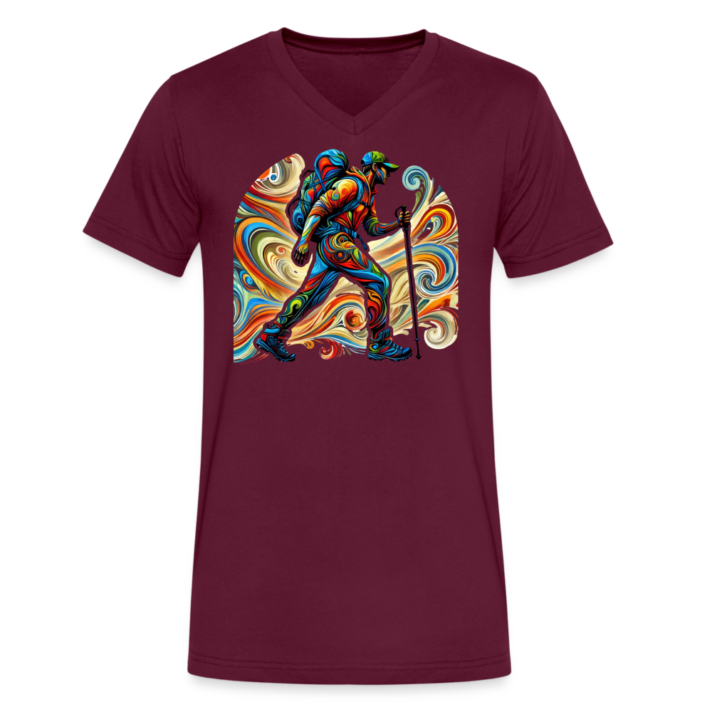 Psychedelic Male Hiker - Unisex V-Neck T-shirt - maroon