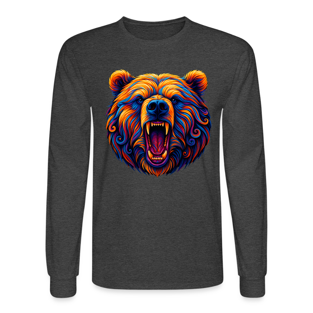 Psychedelic Bear - Unisex Long Sleeve T-Shirt - heather black
