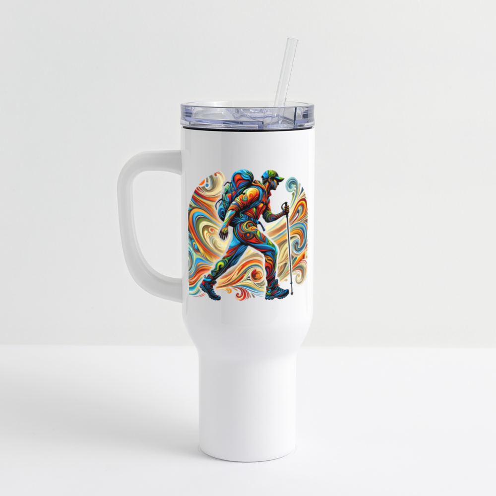 Psychedelic Male Hiker - 40 oz Travel Tumbler - white