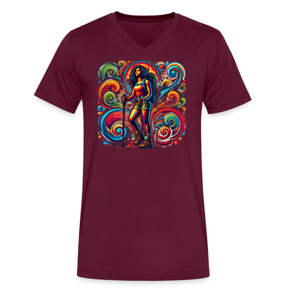 Psychedelic Female 2 Hiker - Unisex V-Neck T-shirt - maroon