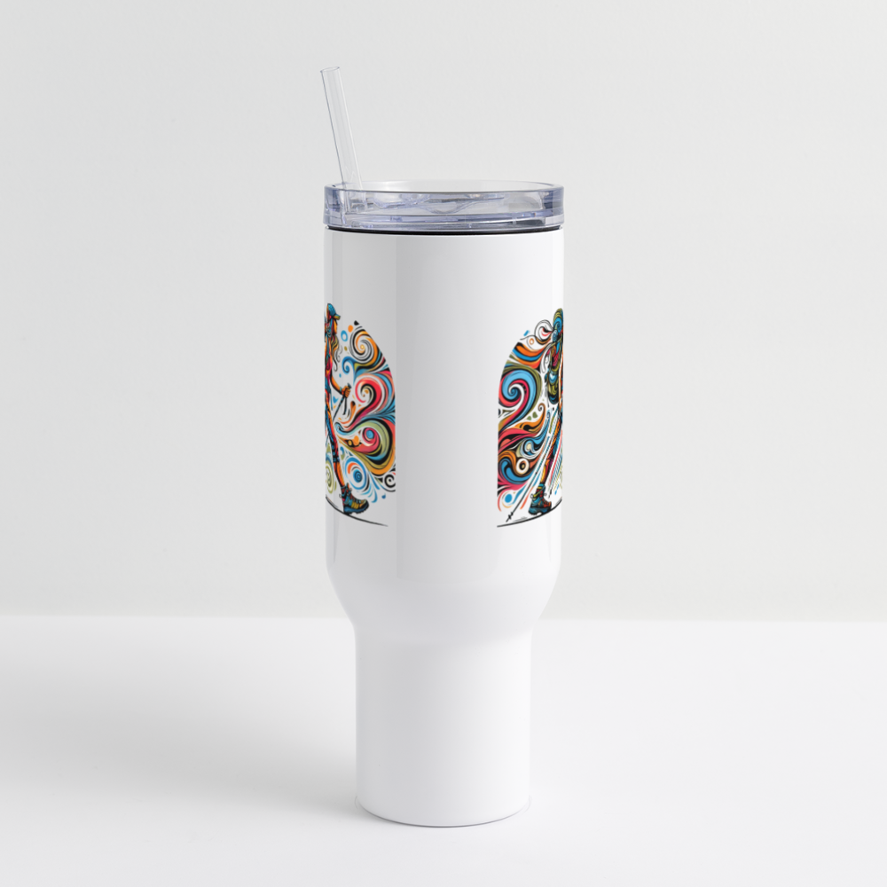 Psychedelic Female Hiker - 40 oz Travel Tumbler - white