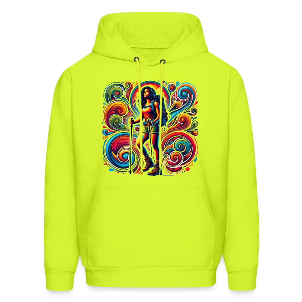 Psychedelic Female Hiker 2 - Unisex Hoodie - safety green