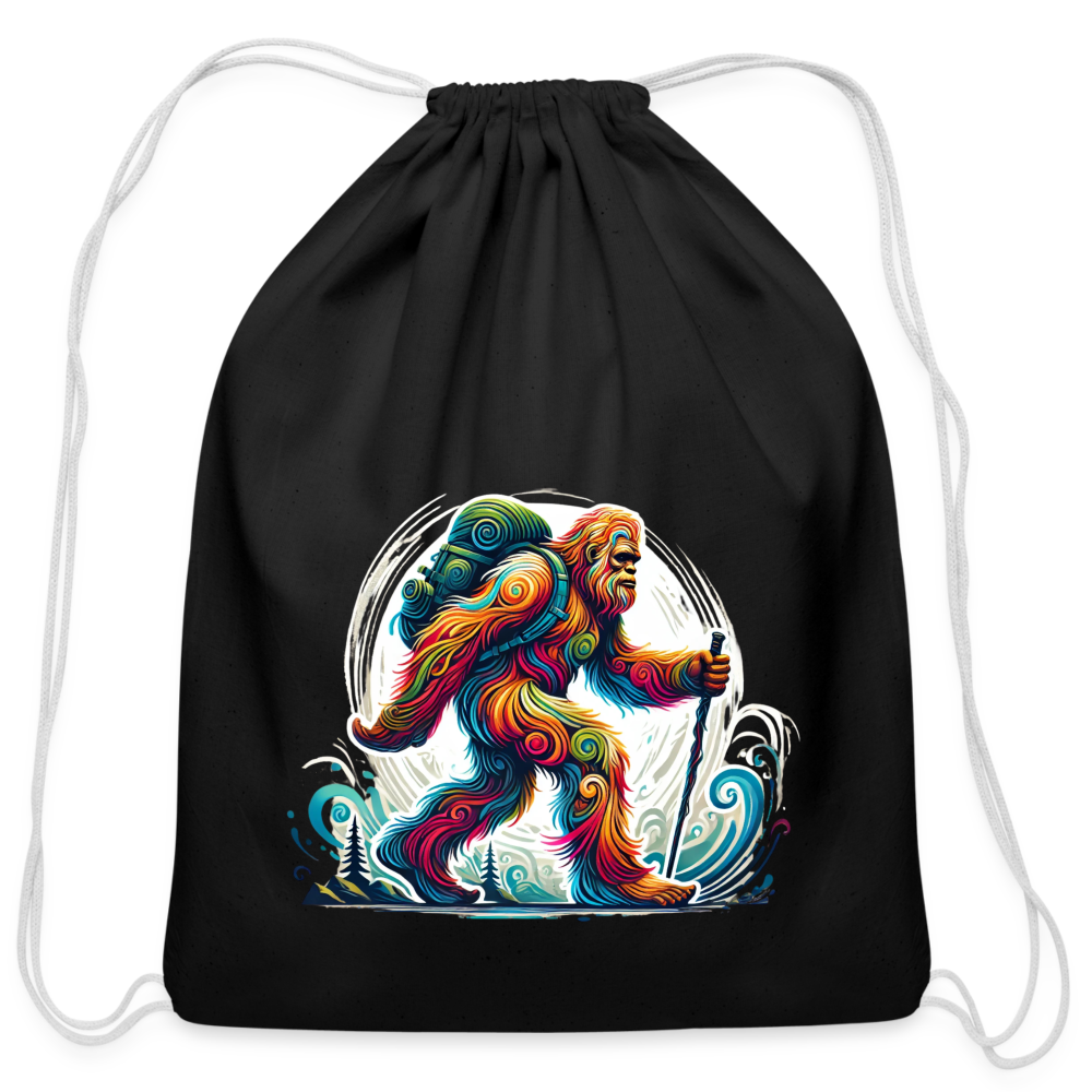 Psychedelic Bigfoot - Cotton Drawstring Bag - black