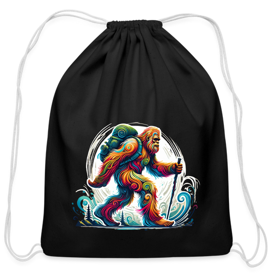 Psychedelic Bigfoot - Cotton Drawstring Bag - black