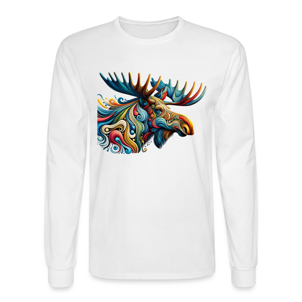 Psychedelic Moose - Unisex Long Sleeve T-Shirt - white