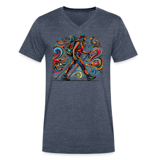 Psychedelic Female Hiker - Unisex V-Neck T-shirt - heather navy