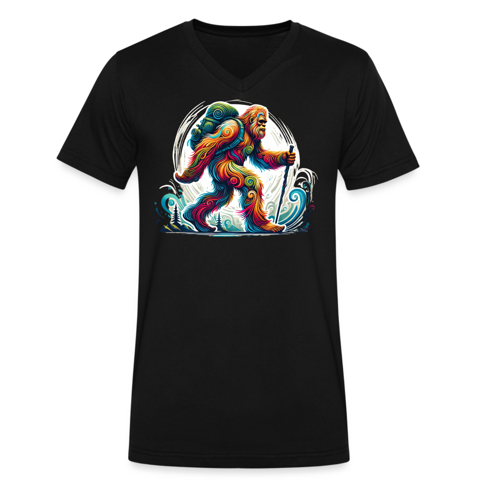 Psychedelic Bigfoot - Unisex V-Neck T-shirt - black