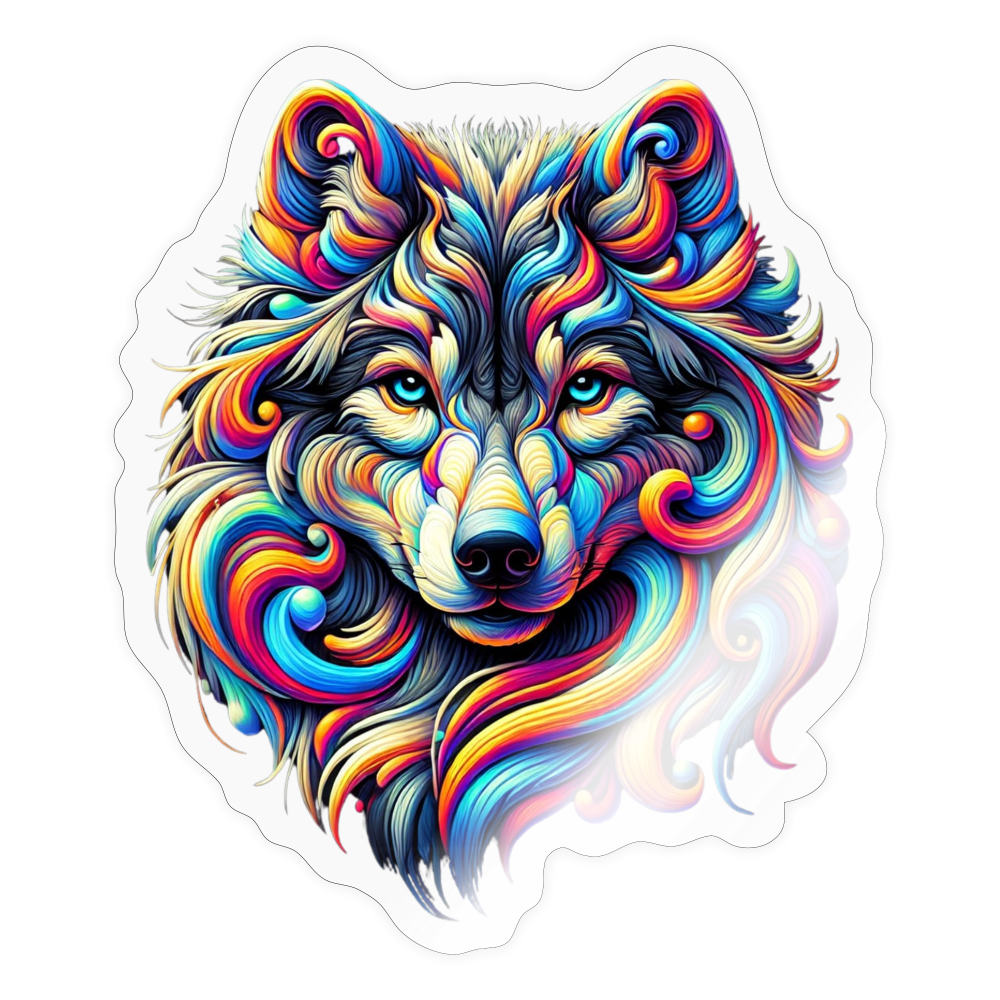 Psychedelic Wolf - 4" Decal  (FREE SHIPPING) - transparent glossy