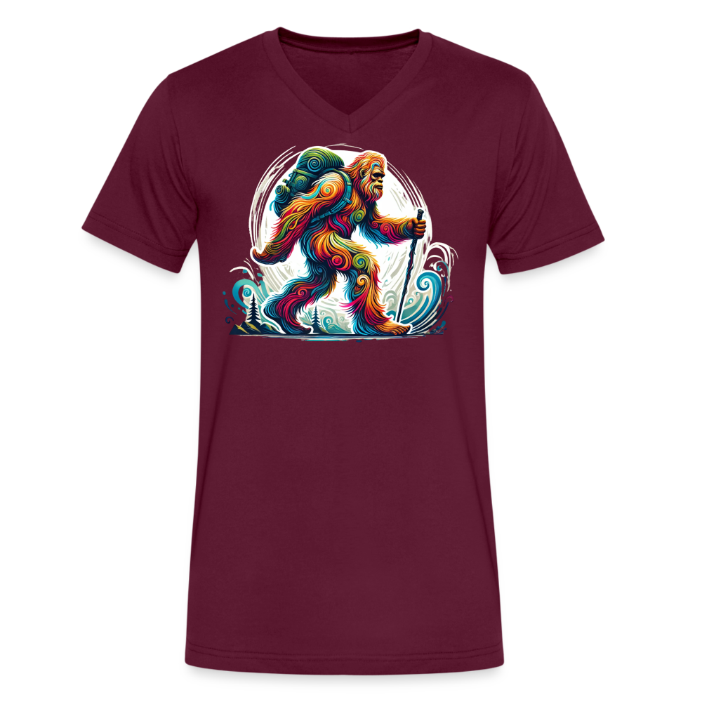 Psychedelic Bigfoot - Unisex V-Neck T-shirt - maroon