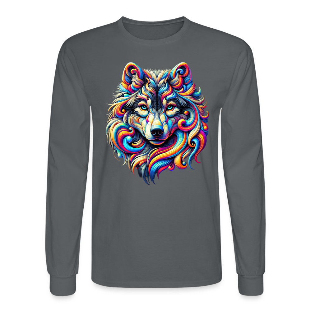 Psychedelic Wolf - Unisex Long Sleeve T-shirt - charcoal