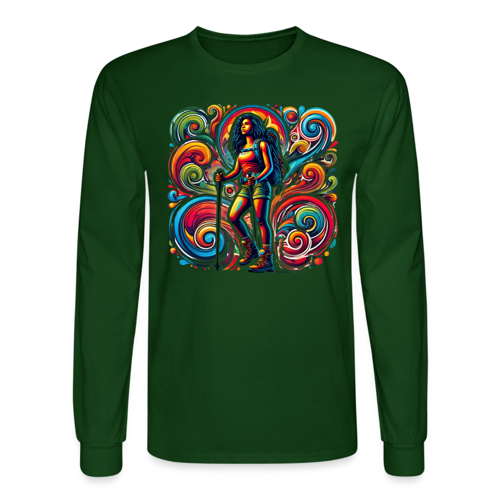 Psychedelic Female 2 Hiker - Unisex Long Sleeve T-shirt - forest green