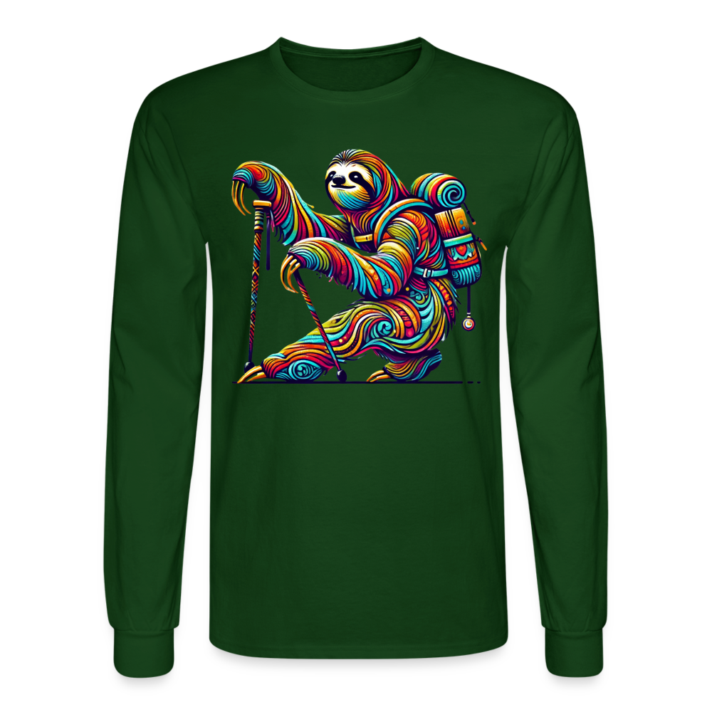 Psychedelic Sloth - Unisex Long Sleeve T-Shirt - forest green