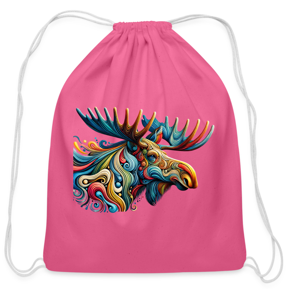 Psychedelic Moose - Cotton Drawstring Bag - pink