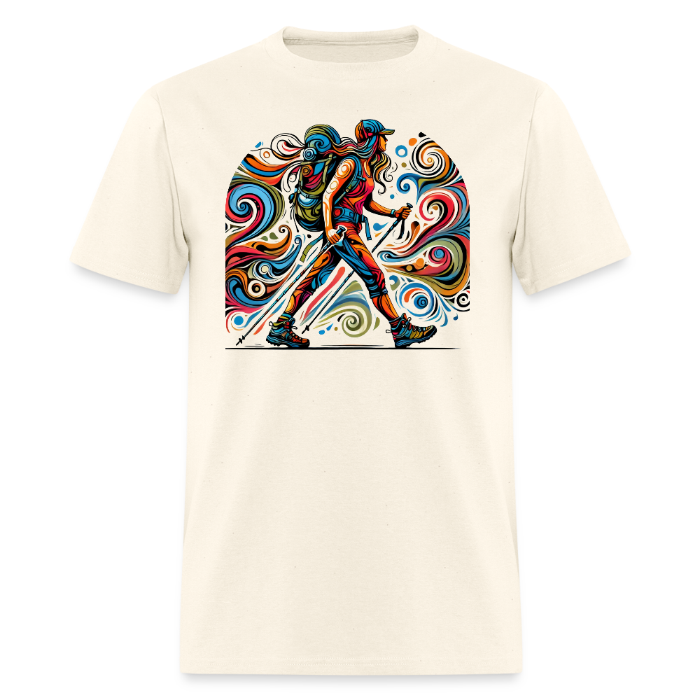 Psychedelic Female Hiker - Unisex T-shirt - sweet cream heather