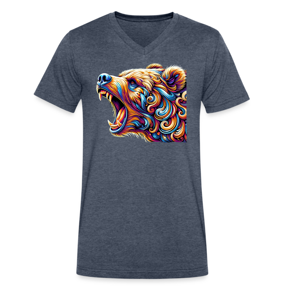 Psychedelic Bear - Unisex V-Neck T-shirt - heather navy