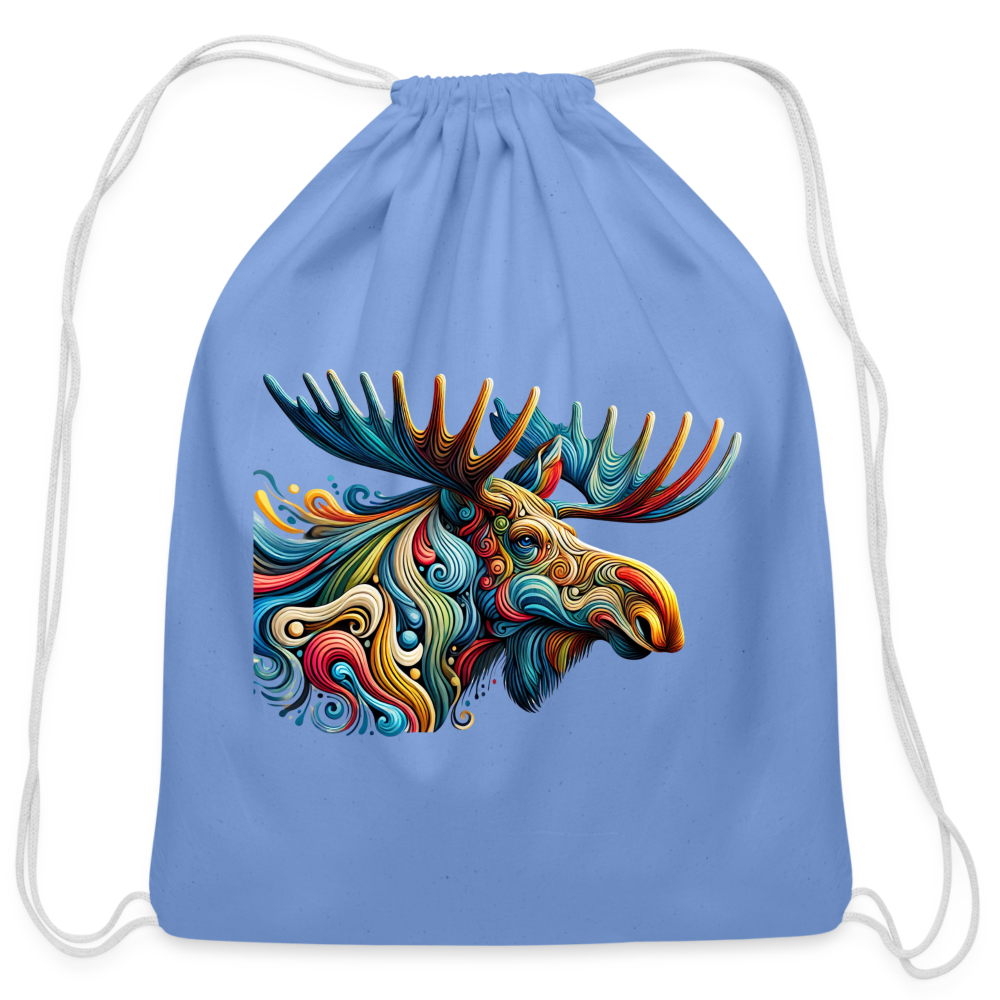 Psychedelic Moose - Cotton Drawstring Bag - carolina blue