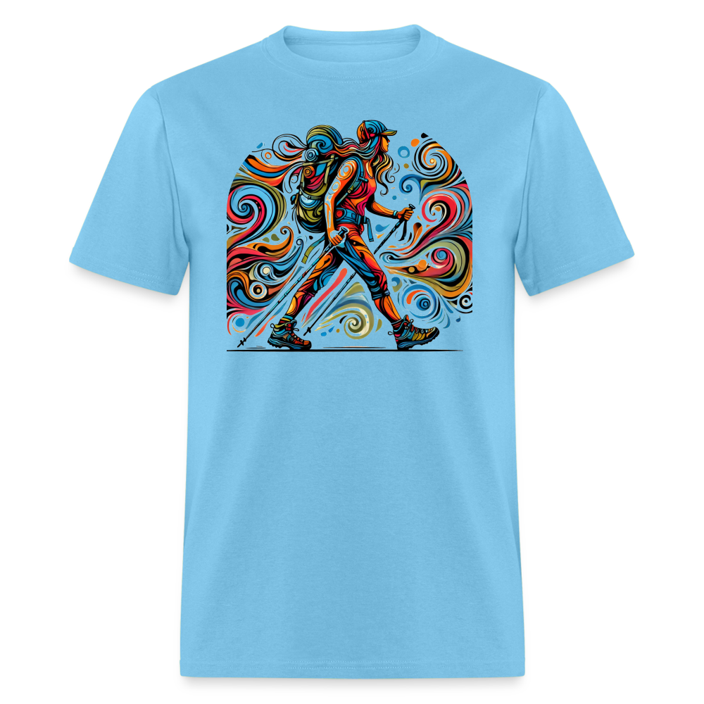 Psychedelic Female Hiker - Unisex T-shirt - aquatic blue