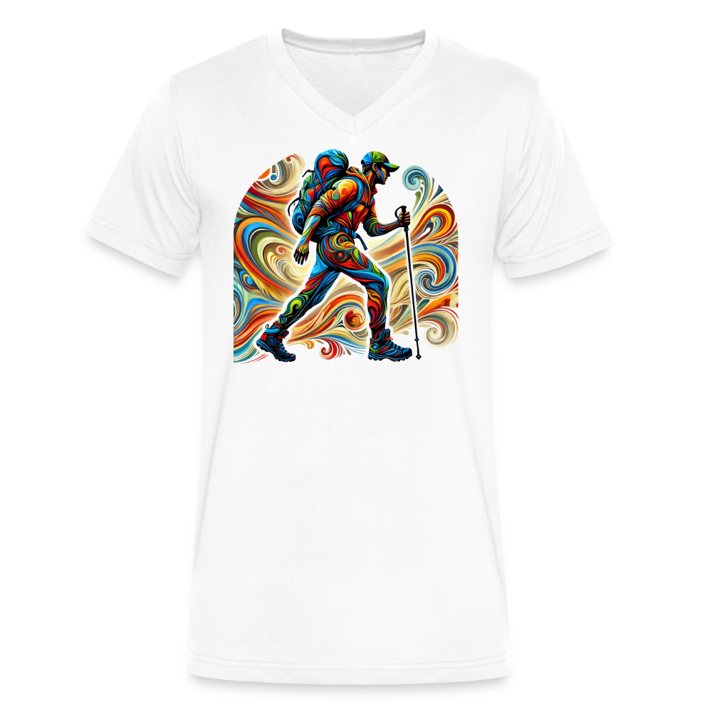 Psychedelic Male Hiker - Unisex V-Neck T-shirt - white