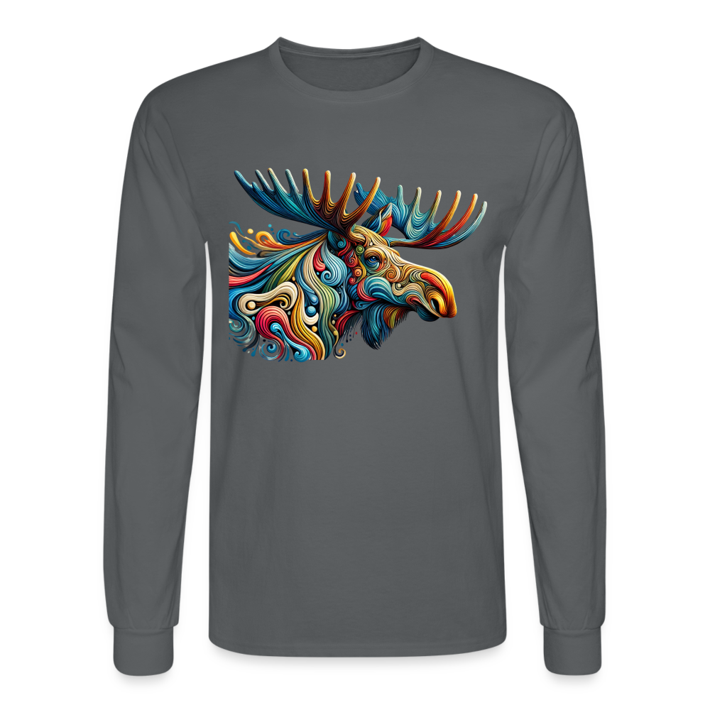 Psychedelic Moose - Unisex Long Sleeve T-Shirt - charcoal