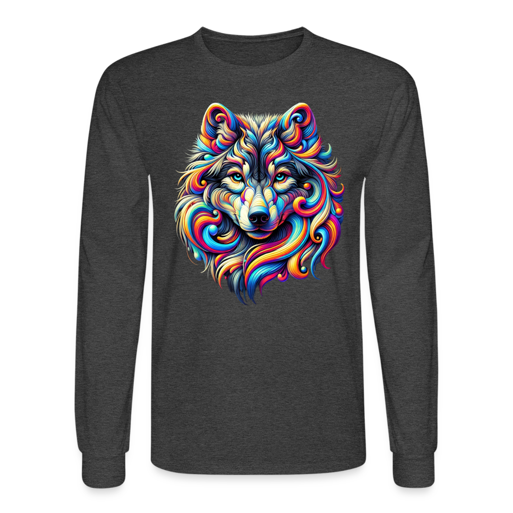 Psychedelic Wolf - Unisex Long Sleeve T-shirt - heather black