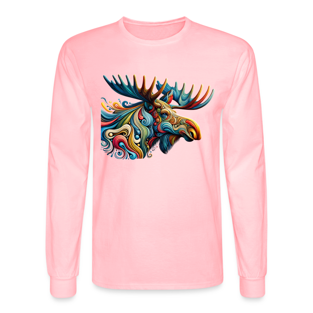 Psychedelic Moose - Unisex Long Sleeve T-Shirt - pink