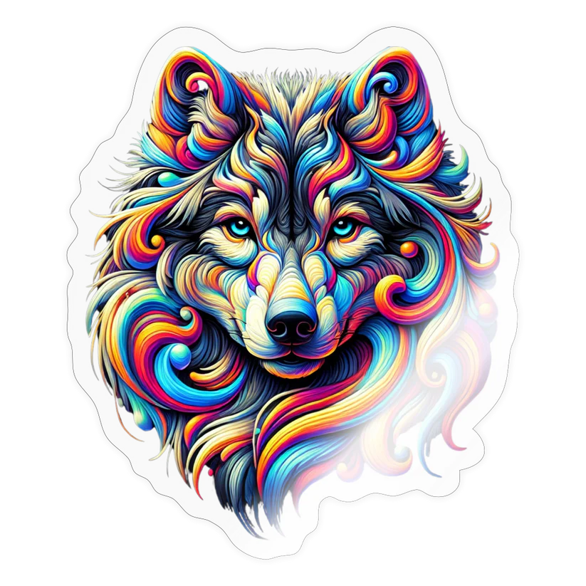 (3) - Psychedelic Wolf - 4" Decals (FREE SHIPPING)